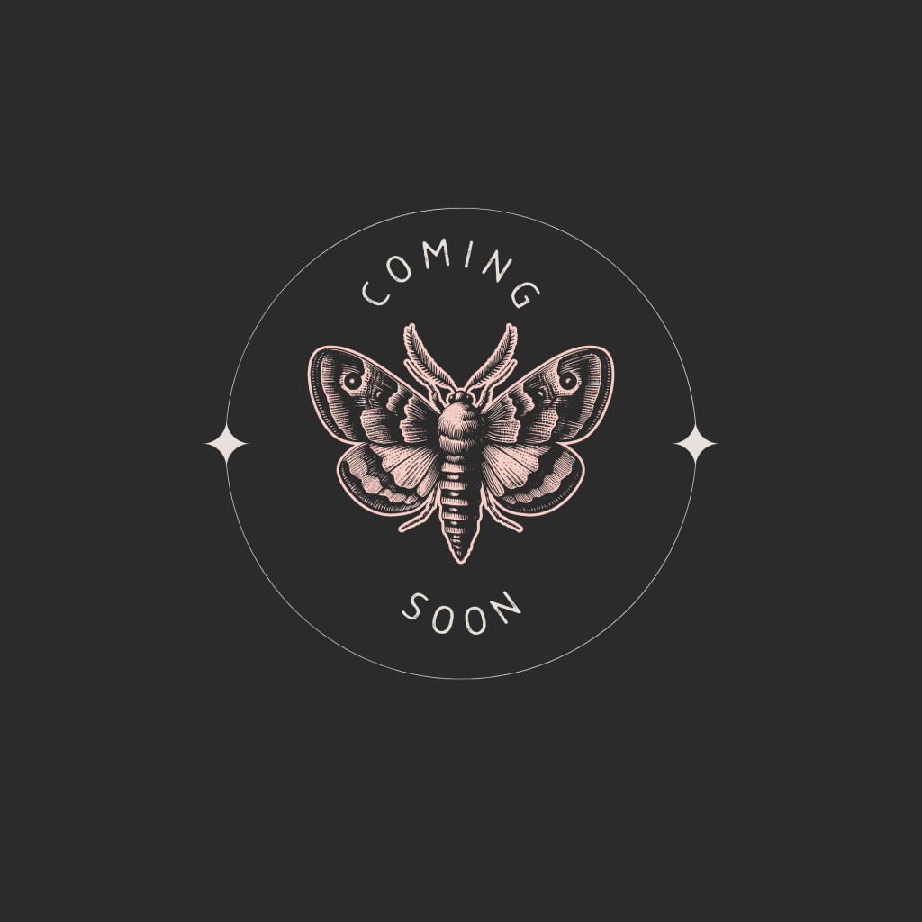 Coming Soon logo with moth